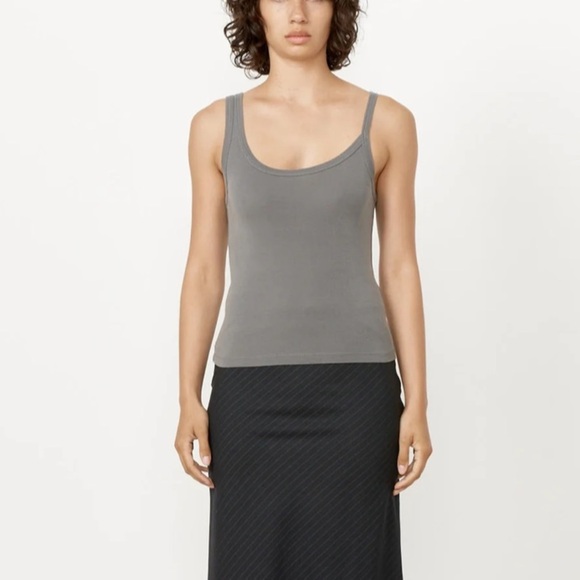 St. Agni Asymmetrical Tank Pewter Gray Minimalist 100% Organic Cotton Medium GUC - Picture 1 of 10